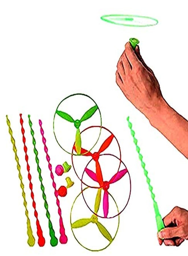 Arsdewy Plastic Novelty Fairy Wheel Flying Hand Made Bamboo Dragonfly Toy for Kids, Birthday Return Gifts, Multicolour (Pack of 12) - Image 1