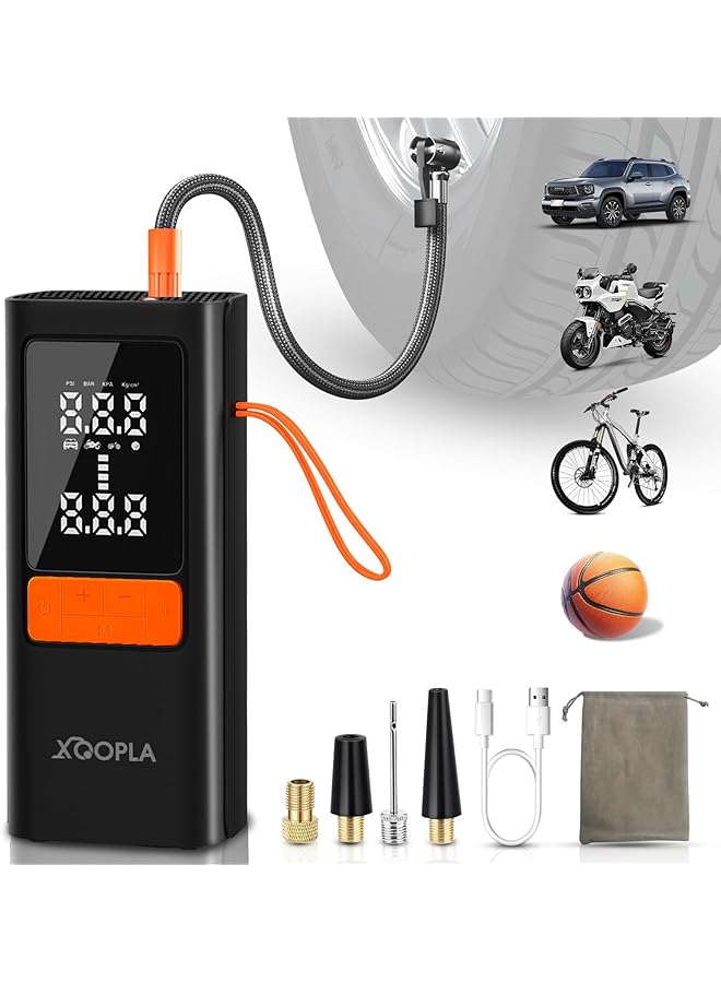 Xoopla Tire Inflator Portable 150Psi Air Compressor 6000Mah Car Air Pump With Digital Lcd Display 5 Modes Electric Pump For Car Bike Ball Motorcycle - Image 1