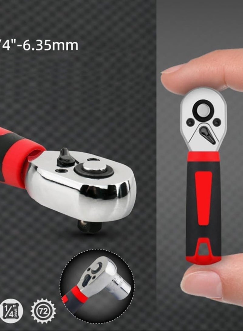 GGOOT 72 Tooth Ratchet Wrench 1/4 Inch Drive Straight Handle Metal Repair Tool Hardware DIY Hand Tool for Automotive Mechanics Home Workshop  - Image 5