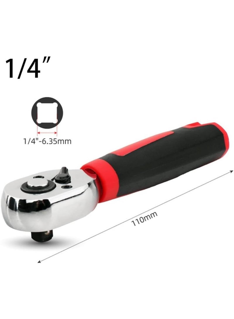 GGOOT 72 Tooth Ratchet Wrench 1/4 Inch Drive Straight Handle Metal Repair Tool Hardware DIY Hand Tool for Automotive Mechanics Home Workshop  - Image 2