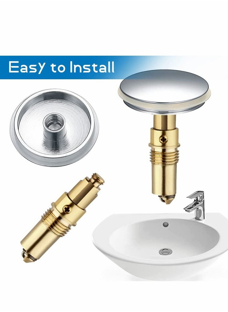 Basin Click Clack, 2pcs Spring Brass Plug Bolt Sink clicker Slotted Replacement Push Internal for Bathtub Drain Stopper
