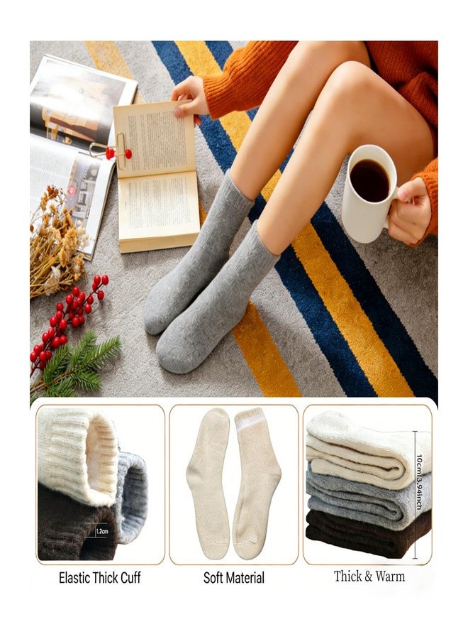 سي ان او ام جي جوارب صوفية نسائية من cnomg، 3 أزواج، جوارب متوسطة الطول، جوارب دافئة شتوية سميكة مناسبة للمشي والتنزه والعمل، هدايا مريحة - Image 2