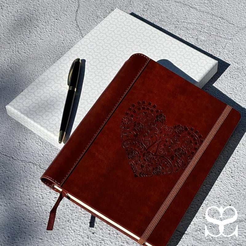 SETTINIÂ® Lined Journal - Heart Journal for Writing Gift Set - Hardcover Vegan Leather, Includes Luxury Pen in a Unique Pen Holder, 192 Pages, 6 x 8.5 inches - Gifts for Woman - Image 2