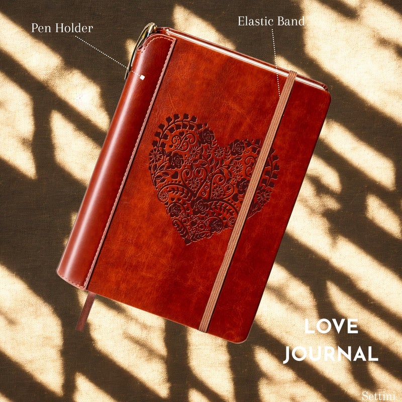 SETTINIÂ® Lined Journal - Heart Journal for Writing Gift Set - Hardcover Vegan Leather, Includes Luxury Pen in a Unique Pen Holder, 192 Pages, 6 x 8.5 inches - Gifts for Woman - Image 5