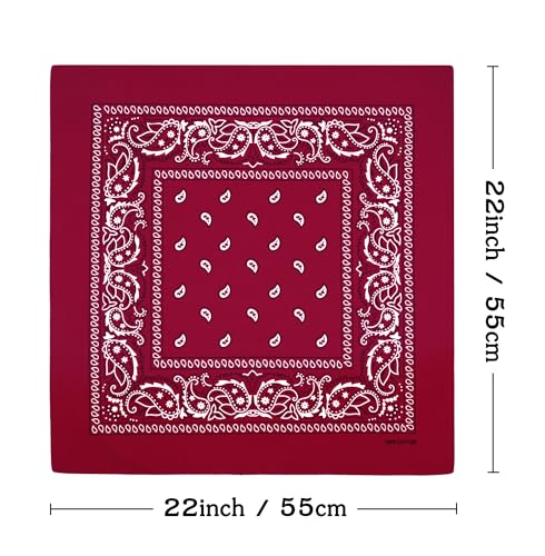 Bycc Bynn 3 Pack Pure Cotton Paisley Pattern Bandanas Square Scarf Headwear (Black + Burgundy + Dark Yellow) - Image 2