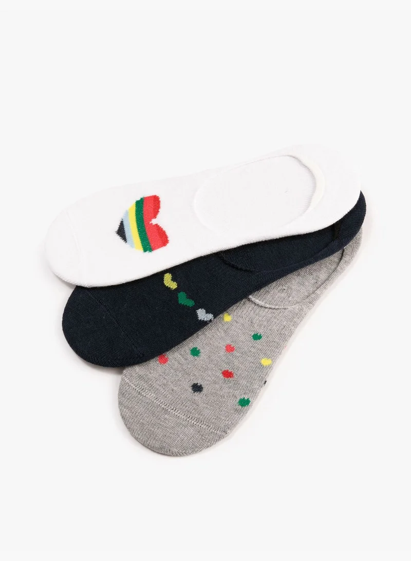 KOTON Heart 3-Pack Invisible Socks Set Multicolor