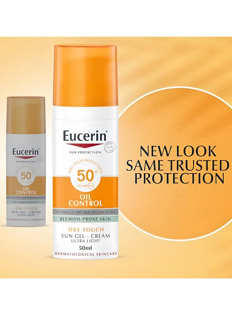 يوسيرين واقي شمس Eucerin جل كريم للتحكم بالزيوت SPF50+ حماية عالية من أشعة UVA UVB بملمس جاف وخفيف مناسب للبشرة المعرضة لحب الشباب 50 مل - Image 4