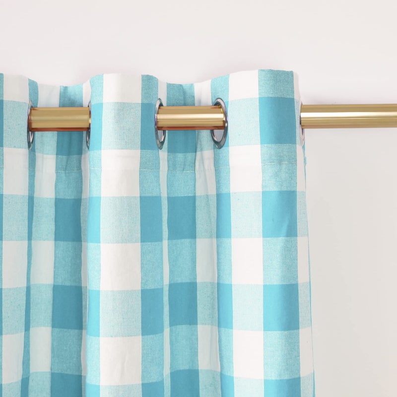 NATUS WEAVER Buffalo Check Curtains 84 inch Length Kitchen Living Room Bedroom Sky Blue and White Gingham Plaid Window Curtain Panels Basement Drapes 2 Panels Grommet Top Window Treatment Set - Image 3