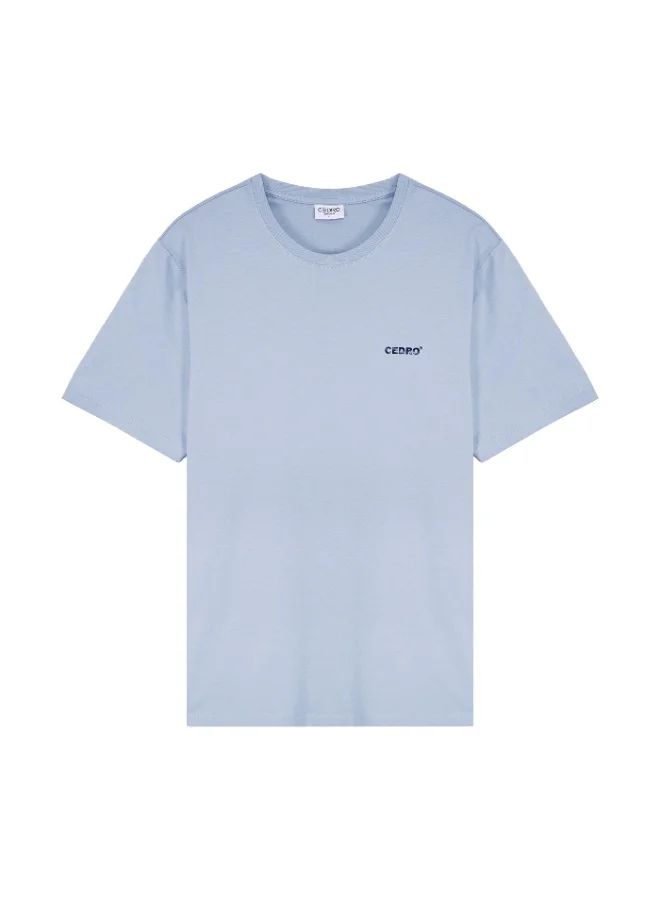 سيدرو CEDRO CASUAL REGULAR FIT 100% COTTN LIGHT WEIGHT 100% COTTON BASIC CREW NECK BABY BLUE COLOR T-SHIRT