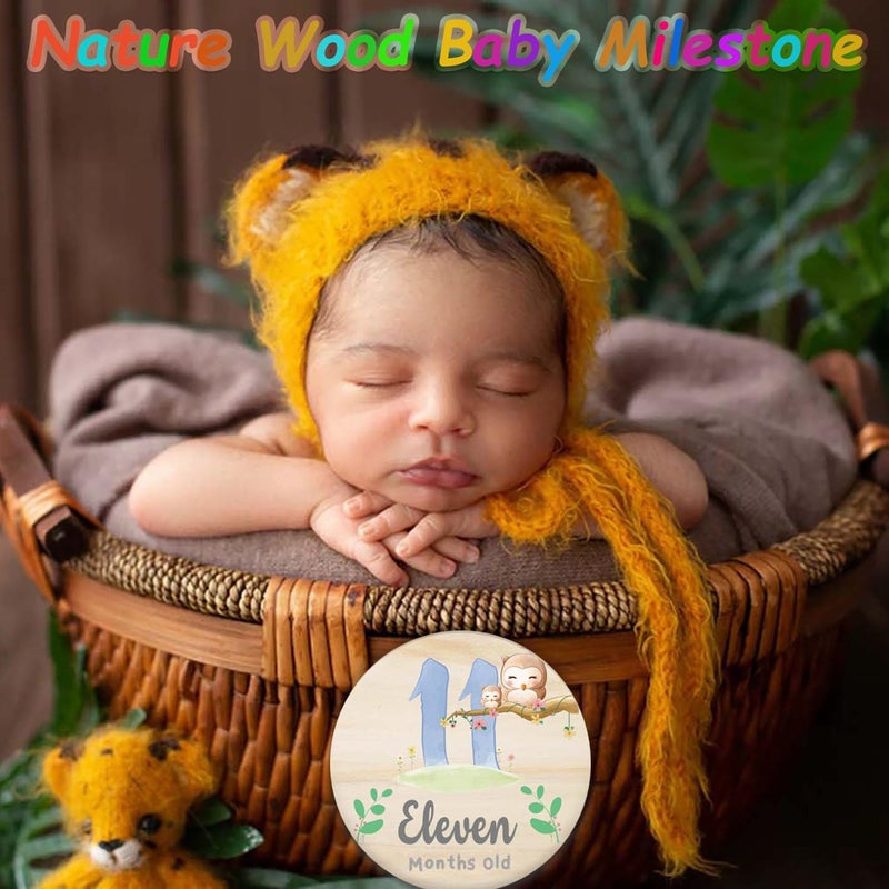 Al Raied ARS® Baby First Holiday Milestone Cards - 7 Pack Double Sided Wooden Baby Milestone Signs for Newborns - Image 4