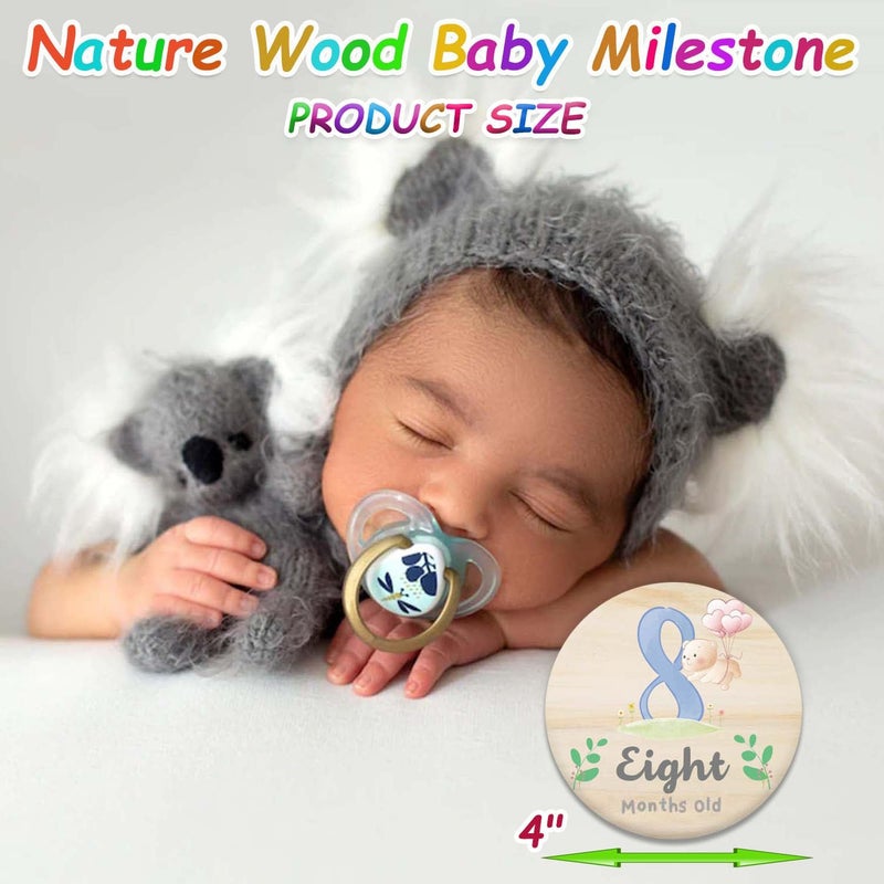 Al Raied ARS® Baby First Holiday Milestone Cards - 7 Pack Double Sided Wooden Baby Milestone Signs for Newborns - Image 3