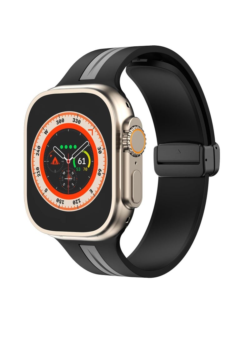 Generic Silicone Magnetic Strap for Apple Watch Ultra Band 49mm 45mm 44mm 42mm Men/Women, Soft Sport Silicone Replacement Wristband Strap for iwatch Series 9/8/7/6/5/4/3/2/SE/Ultra2  - Image 1