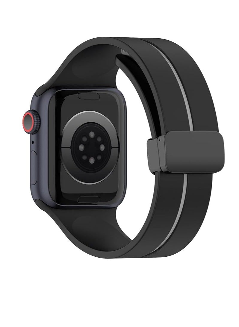 Generic Silicone Magnetic Strap for Apple Watch Ultra Band 49mm 45mm 44mm 42mm Men/Women, Soft Sport Silicone Replacement Wristband Strap for iwatch Series 9/8/7/6/5/4/3/2/SE/Ultra2  - Image 3