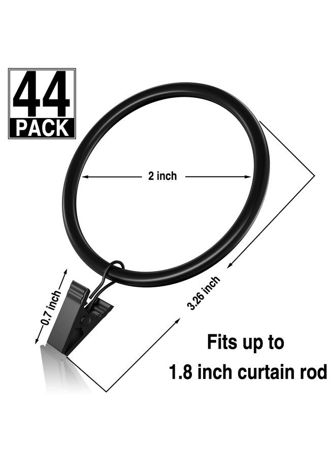 Lansian 44Pack Curtain Rings with Clips Hooks, Rustproof Metal Stainless Steel Drapery Rings, 2in Interior Diameter Curtain Hangers Clips, Fits Diameter 1.8 in Rod, Vintage Black  - Image 2