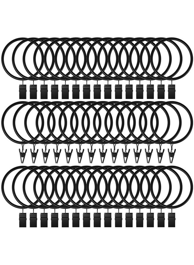 Lansian 44Pack Curtain Rings with Clips Hooks, Rustproof Metal Stainless Steel Drapery Rings, 2in Interior Diameter Curtain Hangers Clips, Fits Diameter 1.8 in Rod, Vintage Black  - Image 1