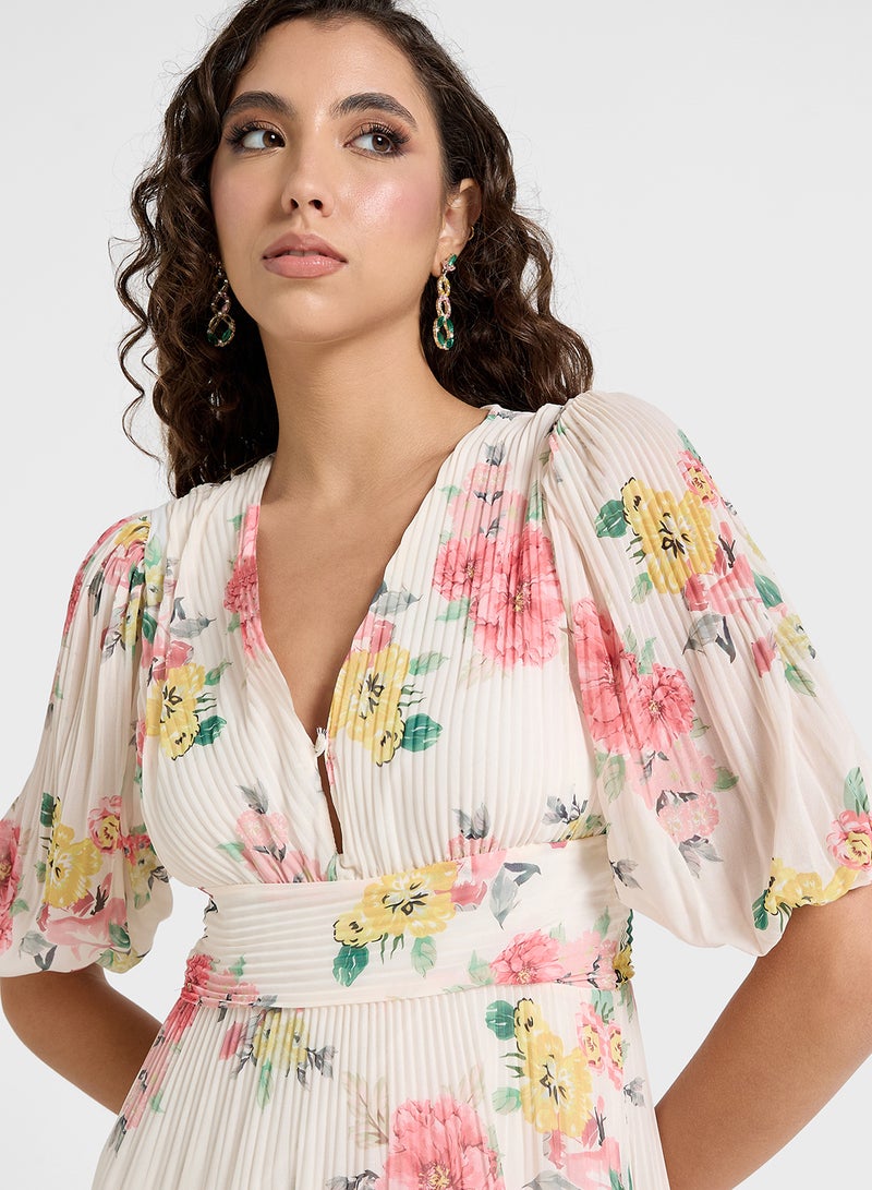 خزانة فستان شيفون بنقشة الزهور - Image 3