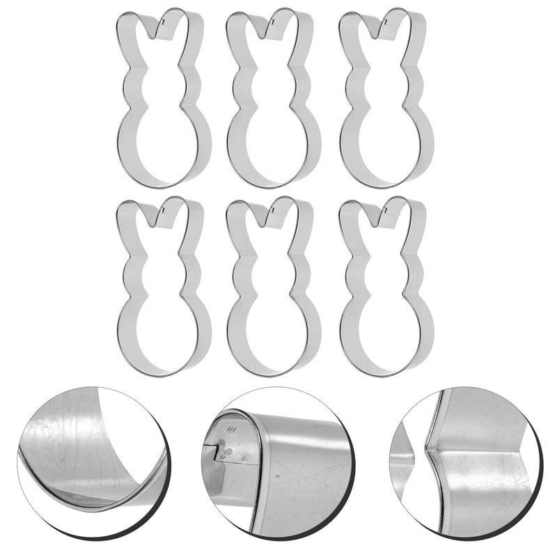 6Pcs Stainless Steel Bunny Rabbit Cookie Cutters for Easter Baking and Cake Decorating - Image 4