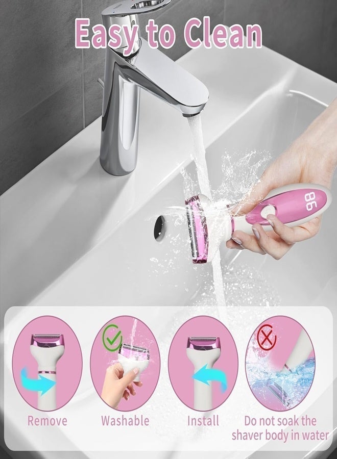 DOLOLO Electric Razor for Women, 4-in-1 Painless Wet & Dry Rechargeable Shaver & Trimmer with LED Display for Face, Body, Bikini, and Nose Hair Removal - Image 4