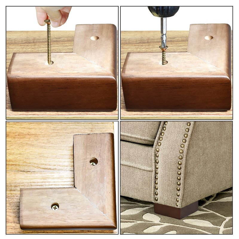 AORYVIC Solid Wood Legs for Furniture, L-Shaped Bed Risers, Furniture Legs for Sofa Couch Dresser Cabinet Table, Couch Sofa Feet, Furniture Risers, Bed Lifters 4 Pack - Image 4