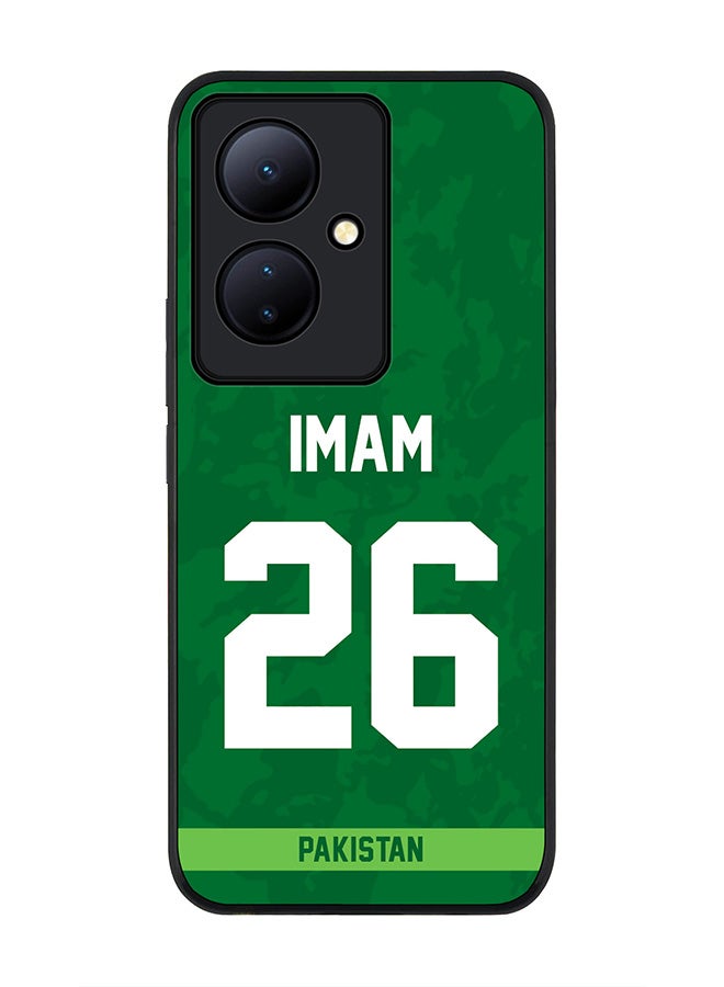 Stylizedd Rugged Black edge case for Vivo V29 Lite, Slim fit Soft Case Flexible Anti Drop TPU Gel Thin Cover- Team Pakistan ImamulHaq, Jersey No 26 - Image 1