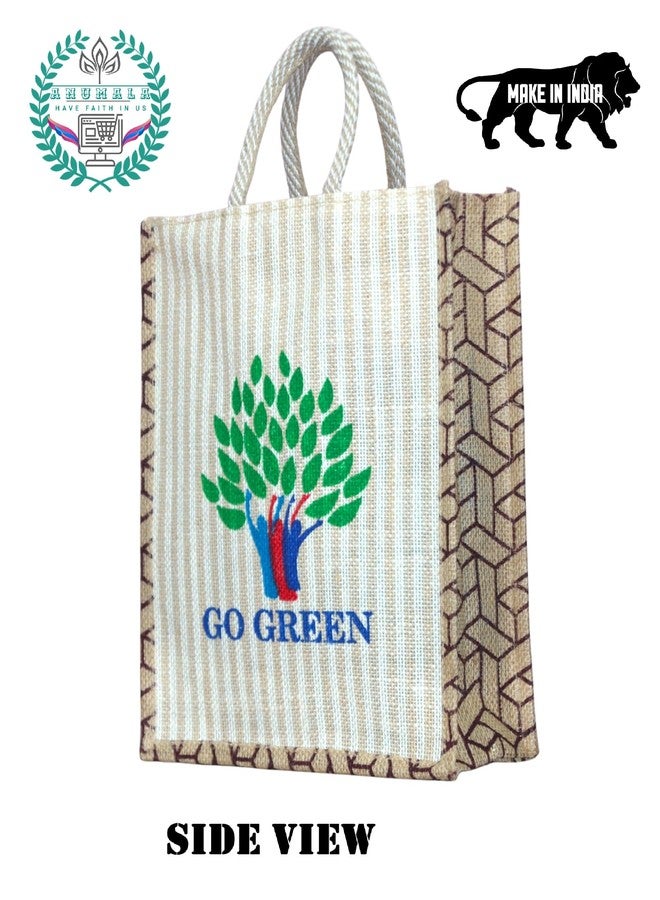 Anumala® Handmade Go Green Jute Bag with Zipper| For Shopping| Fashion| Beach| Travel Companion for Every Occasion| Go Green for the Environment| 12x5x14inches. (Pack of 2) - Image 5