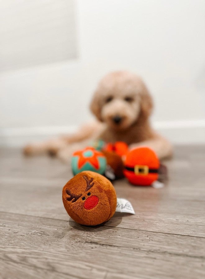 Midlee Christmas Plush Dog Balls- Pack of 6 Reindeer, Santa, Elf- Squeaky Stuffed Pet Toys - Image 4