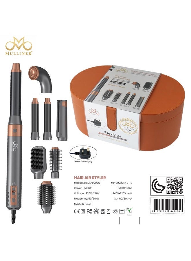 Mulliner ML-9002G FlexStyle 7-in-1 Hair Air Styler | 1500W High Power | Volumizer Dryer Brush | Curling & Straightening Set | Air Control Complete Long | British Plug - Image 1