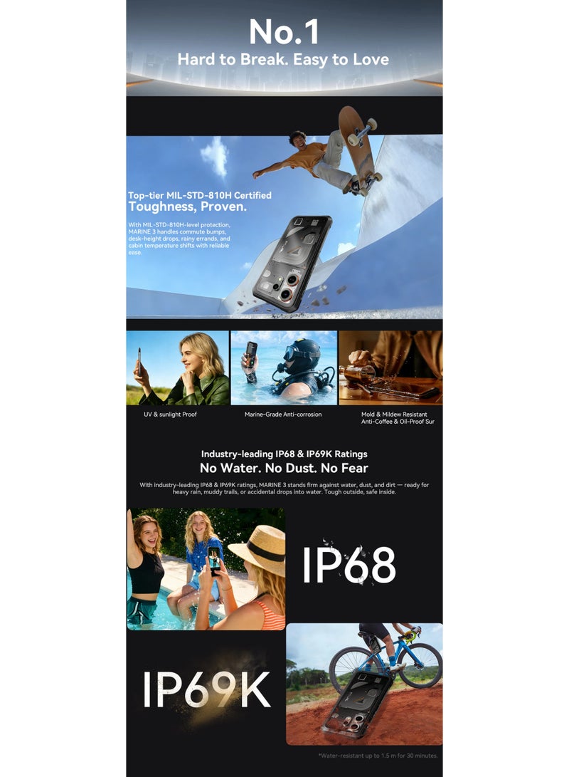 OSCAL MARINE 3 Rugged Smartphone 6.56" HD 90Hz Display Helio G81 13MP+16MP Camera 5000mAh Battery Android 16 Mobile - Image 4