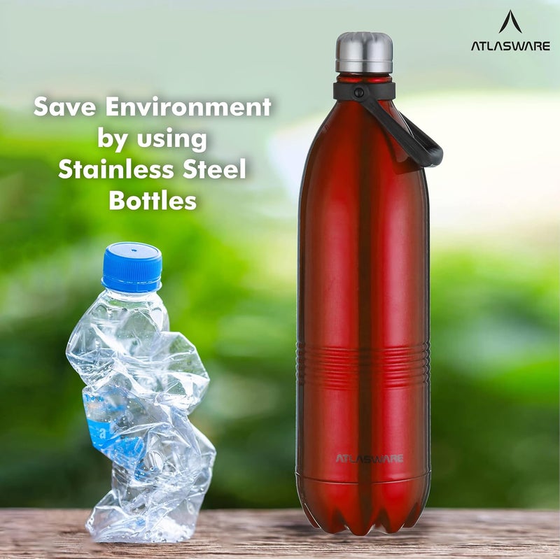 Atlasware Stainless Steel Hot & Cold Vacuum Bottle (2000 ml) - Red - Image 2