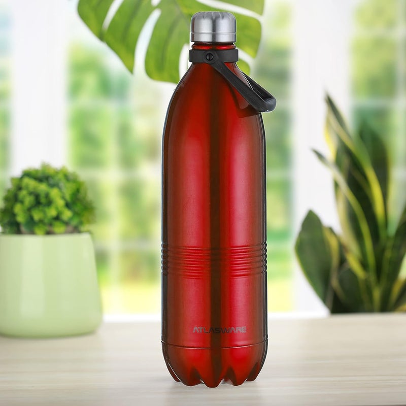 Atlasware Stainless Steel Hot & Cold Vacuum Bottle (2000 ml) - Red - Image 1