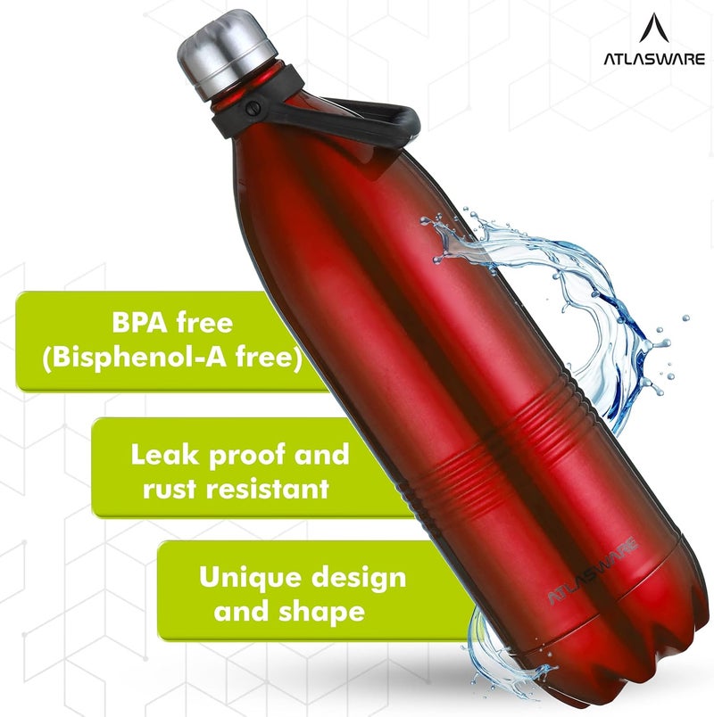 Atlasware Stainless Steel Hot & Cold Vacuum Bottle (2000 ml) - Red - Image 4