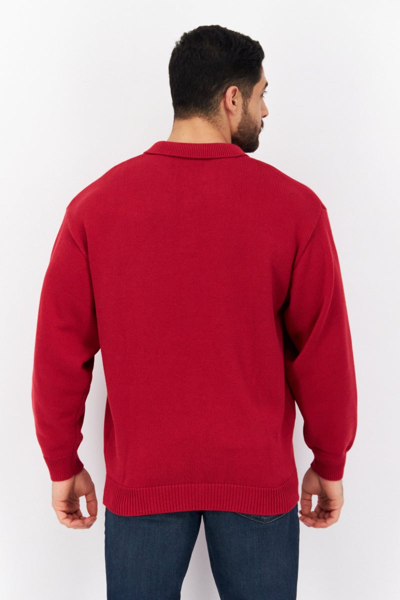 Lyle & Scott Men Regular Fit Long Sleeves Printed Polo-Shirt, Red - Image 3