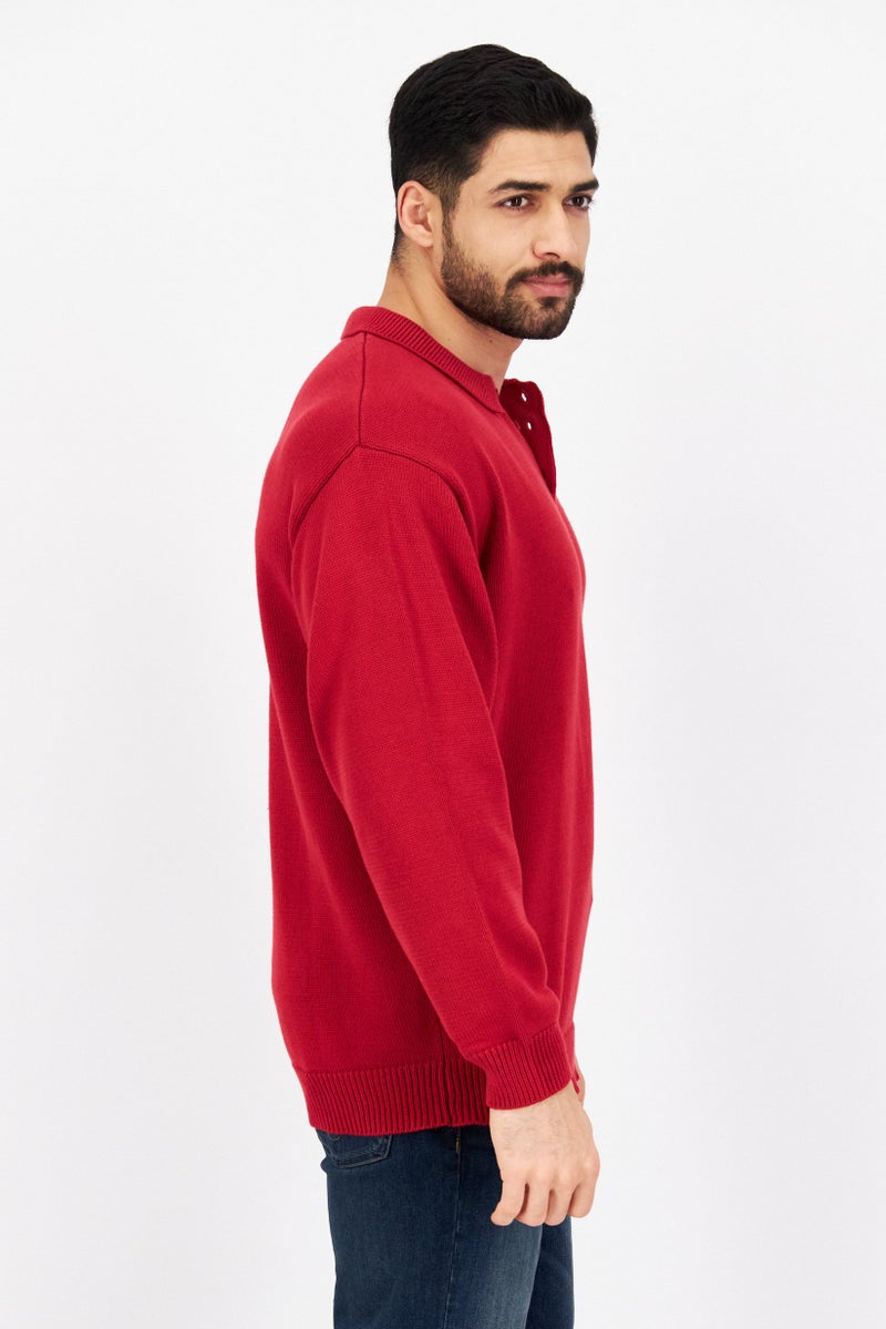Lyle & Scott Men Regular Fit Long Sleeves Printed Polo-Shirt, Red - Image 2