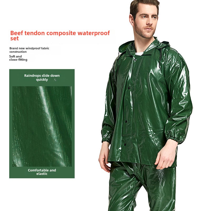 Thickened Split Raincoat Set for AdultsArmy green Oxford suit "thickness 23 Silk] Army green Oxford suit "thickness 23 Silk] 