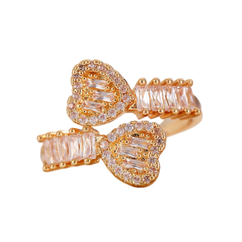 ofeankri Cross-Border Retro Zircon Heart Adjustable Opening Ring for Women - Instagram Style Daily All-Match Copper Finger Ring - Image 5