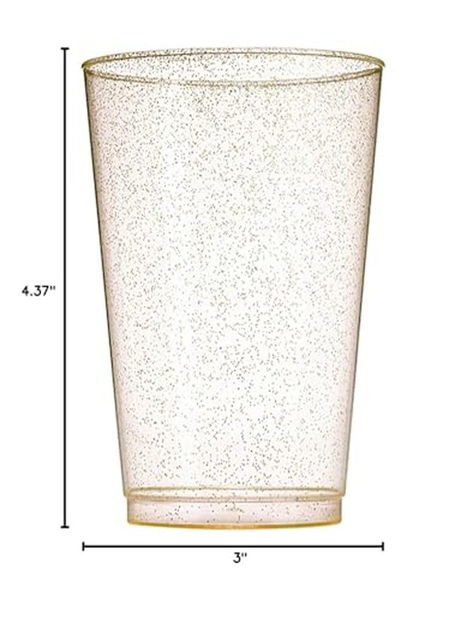 Munfix أكواب بلاستيكية شفافة 12 أونصة من مونفيكس مع لمسة من اللمعان الذهبي 100 قطعة، أكواب حفلات زفاف أنيقة وقابلة للتخلص منها، قابلة لإعادة التدوير وخالية من BPA - Image 4