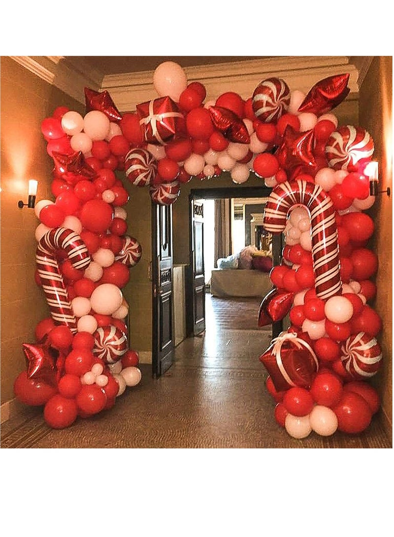SYOSI Balloon Garland Arch kit 144 Pieces with Red White Candy Balloons Gift Box Balloons Red Star Balloons for Party Decorations - Image 1
