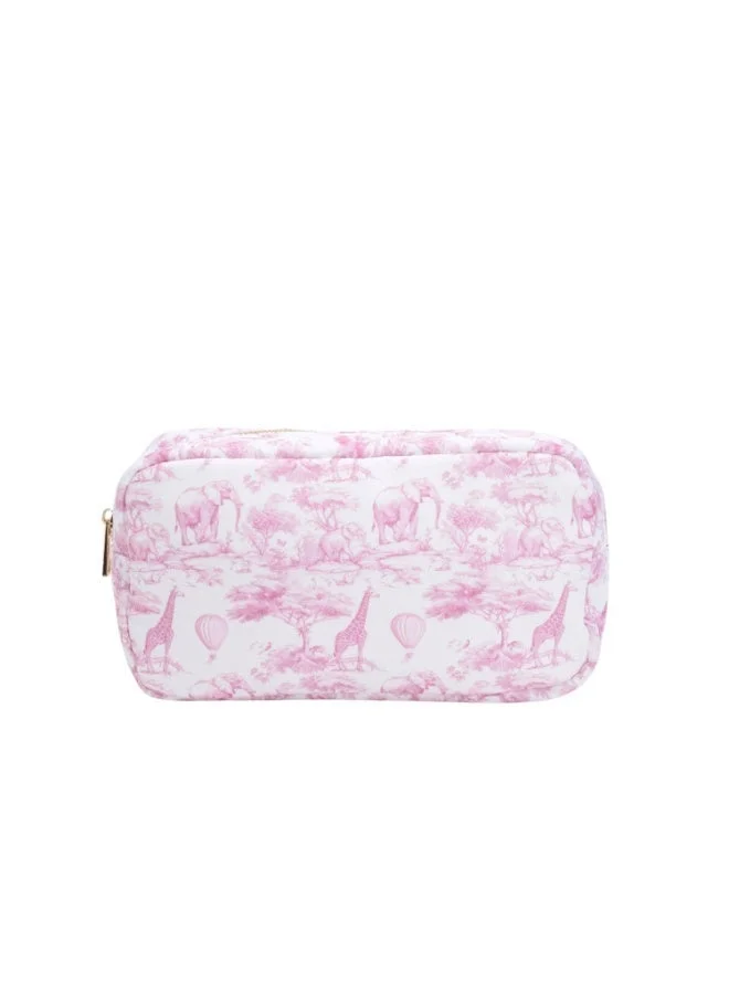 القبيلة السعيدة Personalised Embroidered Medium Pouch, Pink Toile