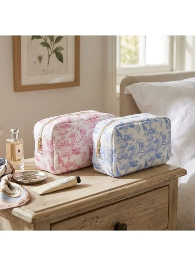 The Happy Tribe  Personalised Embroidered Medium Pouch, Pink Toile for Women | Best Price UAE