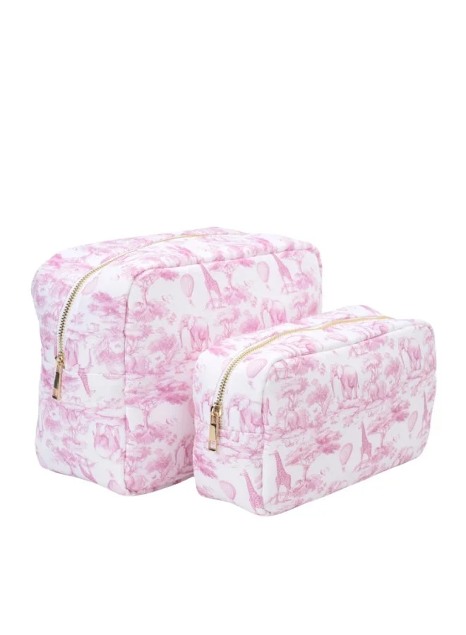 The Happy Tribe  Personalised Embroidered Medium Pouch, Pink Toile for Women | Best Price UAE