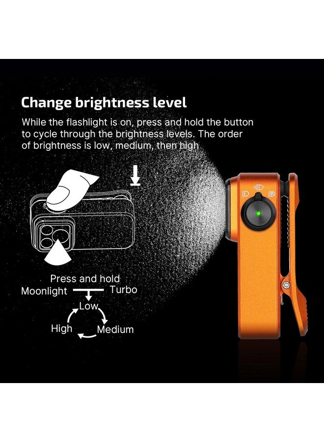OLIGHT OLIGHT Oclip Pro EDC Flashlight Clip-on Light, Rechargeable 500 Lumens with Three Lighting Solutions Type-C Charging, Magnetic Flash Lights for Signaling, Cycling, Outdoor or Indoor Use(Orange)  - Image 4