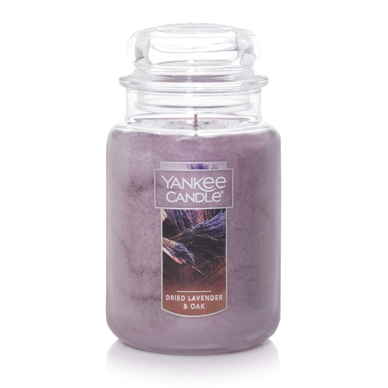 Yankee Candle Dried Lavender Oak Scented Classic 22 Oz Large Jar Single Wick Aromatherapy Candle Over 110 Hours of Burn Time Ideal for Creating a Welcoming Home Perfect for Gifting