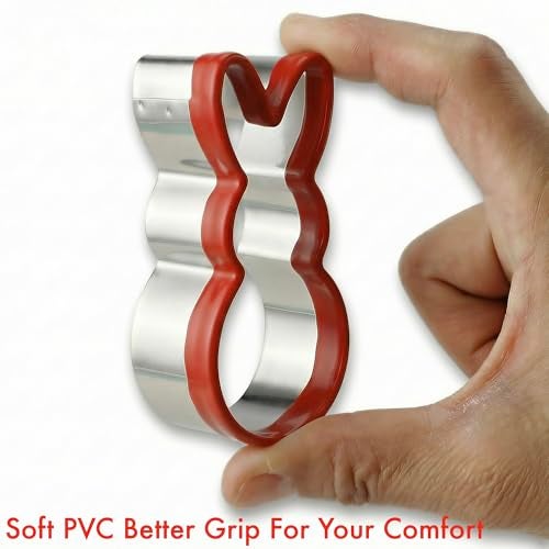 COOKIEQUE 3-Piece Easter Fun Cookie Cutters, Easter Bunny, Egg and Carrot,Heavy Duty Food-Grade Stainless Steel,Unique Design with Protective Red Top PVC - Image 5