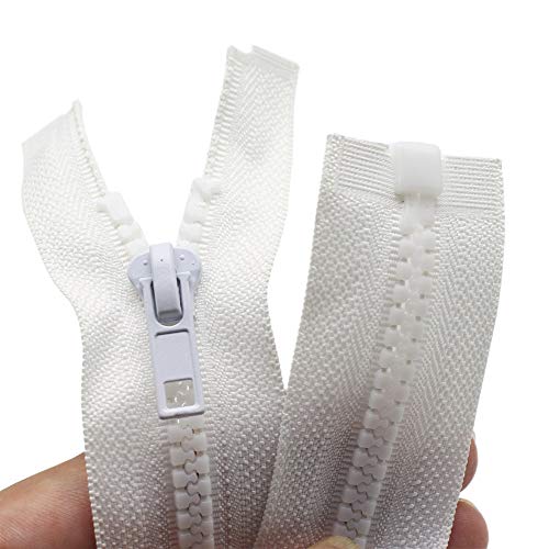 YaHoGa 2PCS 10 Inch #5 Separating Jacket Zippers for Sewing Coats Jacket Zipper White Molded Plastic Zippers Bulk (10" White) - Image 4