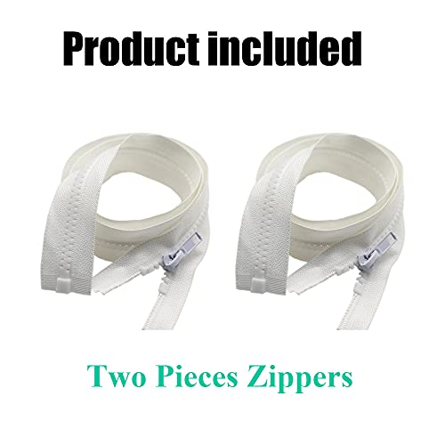 YaHoGa 2PCS 10 Inch #5 Separating Jacket Zippers for Sewing Coats Jacket Zipper White Molded Plastic Zippers Bulk (10" White) - Image 2