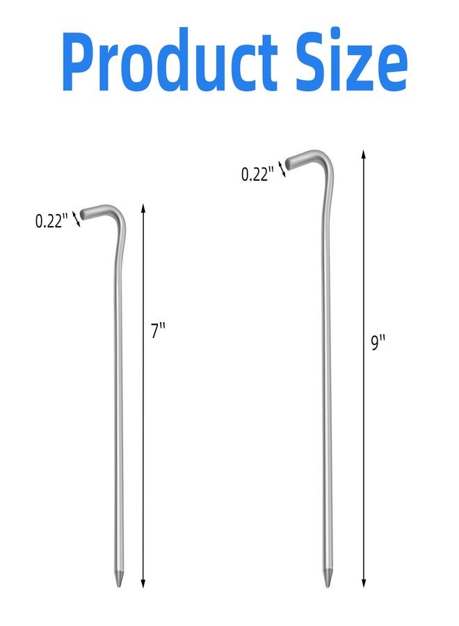 Oualhoo 7" Tent Stakes, Heavy Duty Tarp Camping Stakes, Galvanized Metal Pegs for Outdoor Decorations, 20 PCS - Image 2