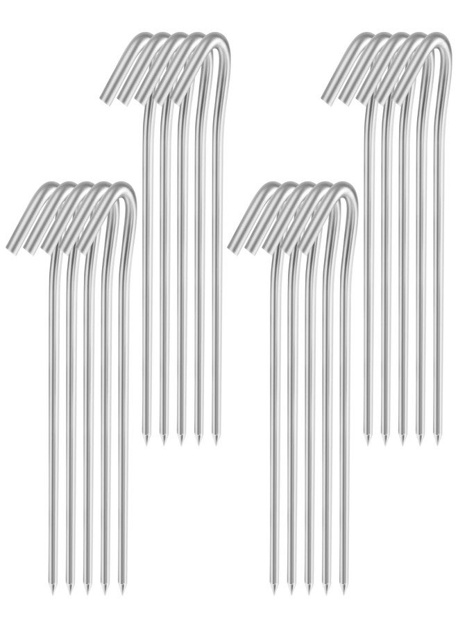 Oualhoo 7" Tent Stakes, Heavy Duty Tarp Camping Stakes, Galvanized Metal Pegs for Outdoor Decorations, 20 PCS - Image 1