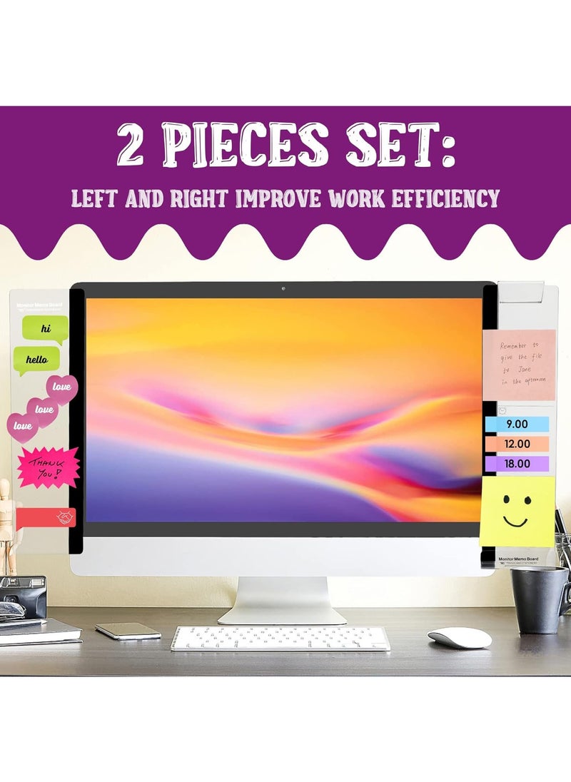 NIIMBOT - 2Pcs Computer Monitor Memo Board - Office Desk Accessories Multifunction Transparent Computer Side Panel Memo Creative Monitor Side Panel with Phone Holder Suitable for Office Home Desktop - Image 1