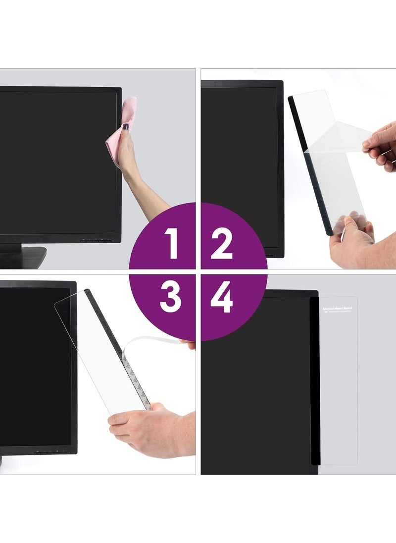 NIIMBOT - 2Pcs Computer Monitor Memo Board - Office Desk Accessories Multifunction Transparent Computer Side Panel Memo Creative Monitor Side Panel with Phone Holder Suitable for Office Home Desktop - Image 1