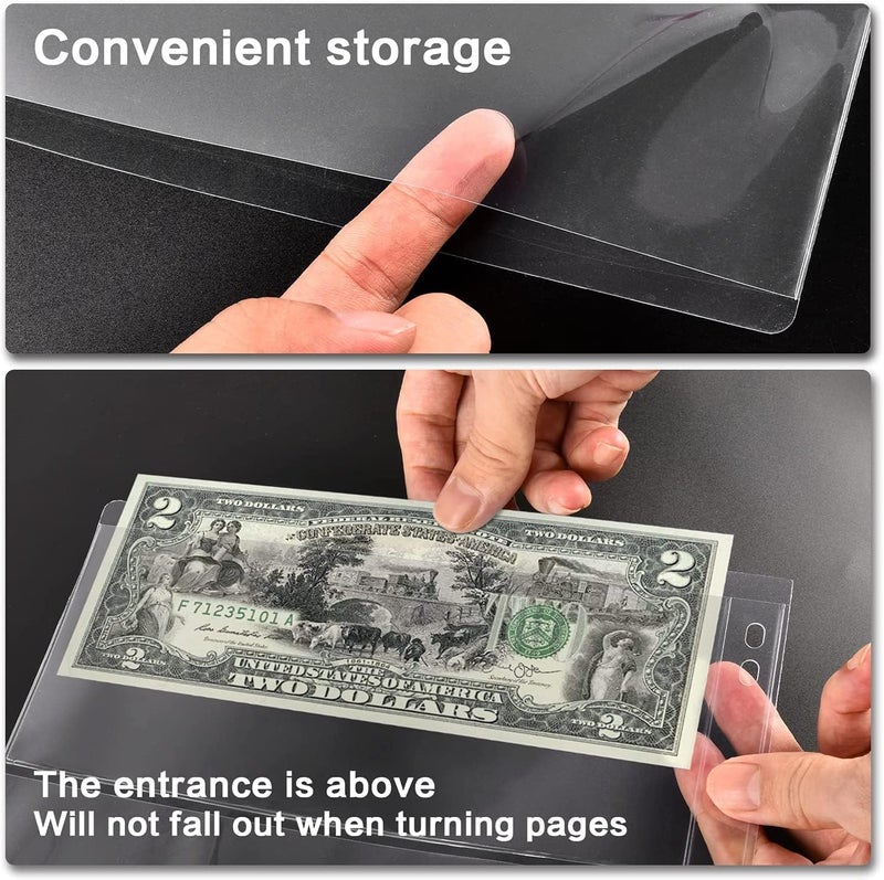 Lewano Currency Sleeves for Collectors - Acid-Free Plastic Currency Sheets, Punched Currency Album Pages for Paper Money Collection, Dollar Bills, Foreign Currency, or Coupons (30 Sheets) - Image 3